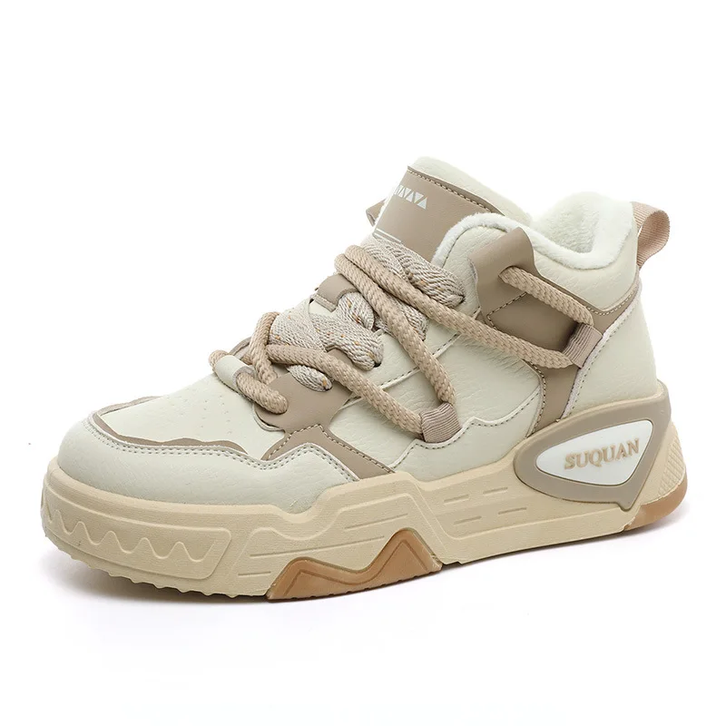 New 2023 Winter Leisure Cotton Shoes Plus Velvet Warm Increase Student Shoes Sports Matching Color Women's Shoes Street Photo