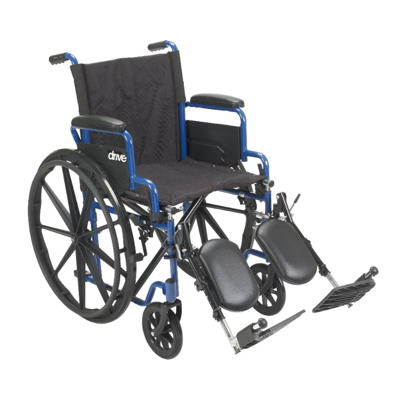 

Drive Medical Blue Streak Wheelchair with Flip Back Desk Arms, Elevating Leg Rests, 20" Seat