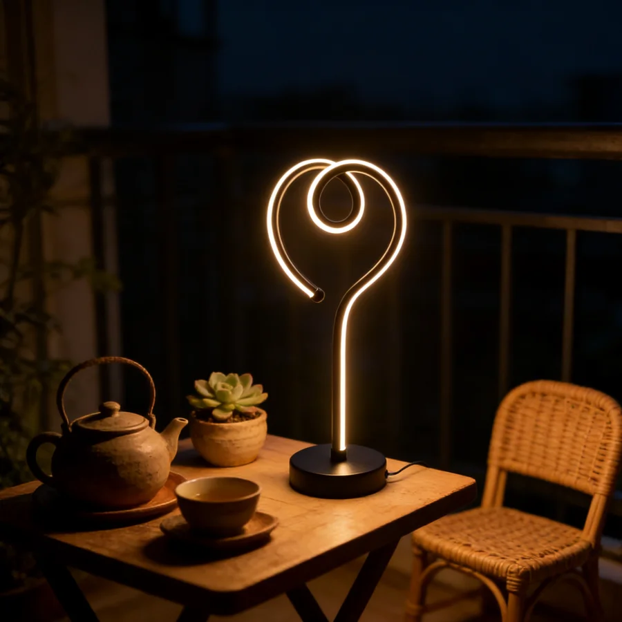 1PC 모던 하트 LED 데스크 램프, 따뜻한 분위기 조명 (티룸, 침실, 미적 감각의 홈 데코)
