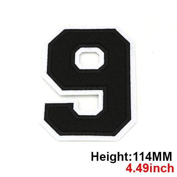 Large Black Embroidered Number Patch 114mm - Iron-On Applique for Clothing, Accessories, and Crafts