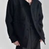 Mens Solid Color High-End Jacket Autumn And Winter New Style Raw Edge Design Collarless Loose Top Korean Style Trendy Jacket 3