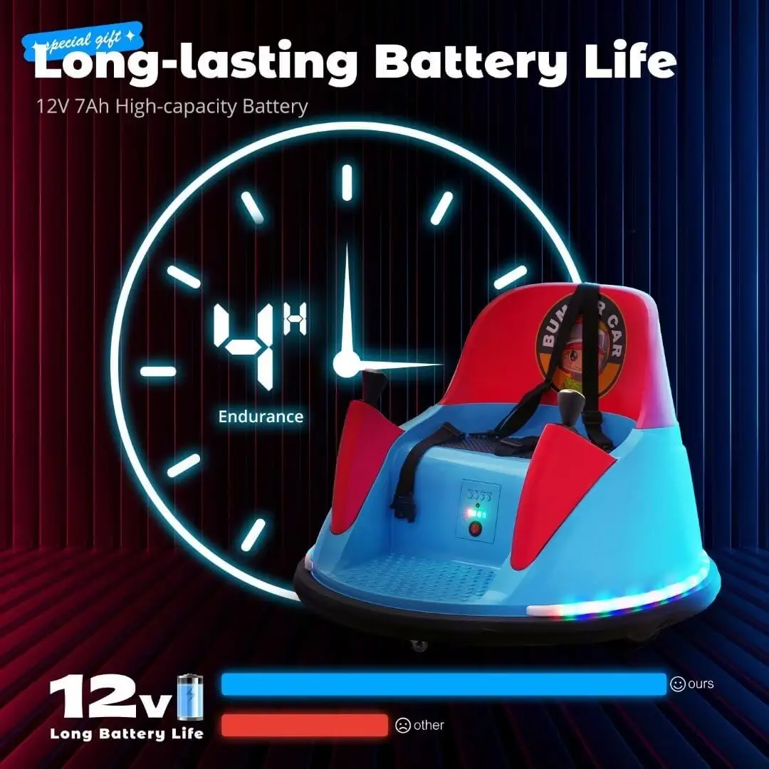 12V Bumper Car for Kids Toddler 1.5-6 Years with Remote Control Bluetooth Music 3 Speeds DIY License Plate Electric Ride