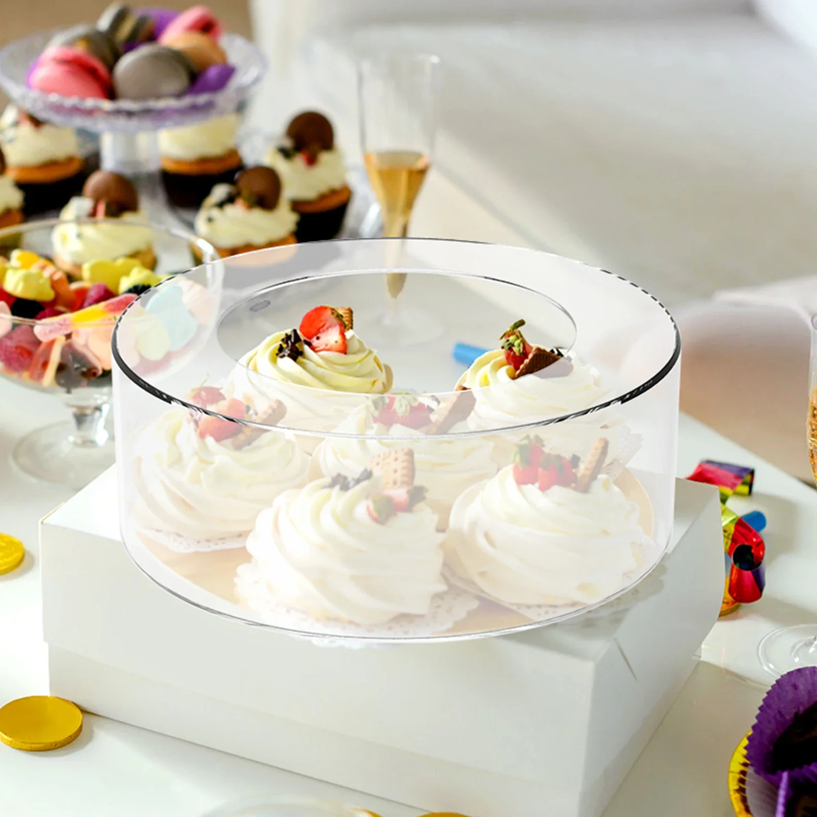 Acrylic Fillable Cake Stand Clear Cake Riser Cylinder Cupcake Stand Decorative Display Round Display Reusable