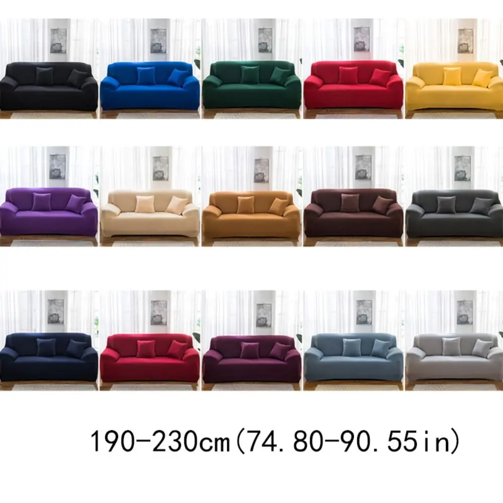 Elastic Solid Color 3 Seater Sofa Cover Dustproof Washable Stretch Couch Cover All-inclusive Extendable Sofa Protecter Apartment