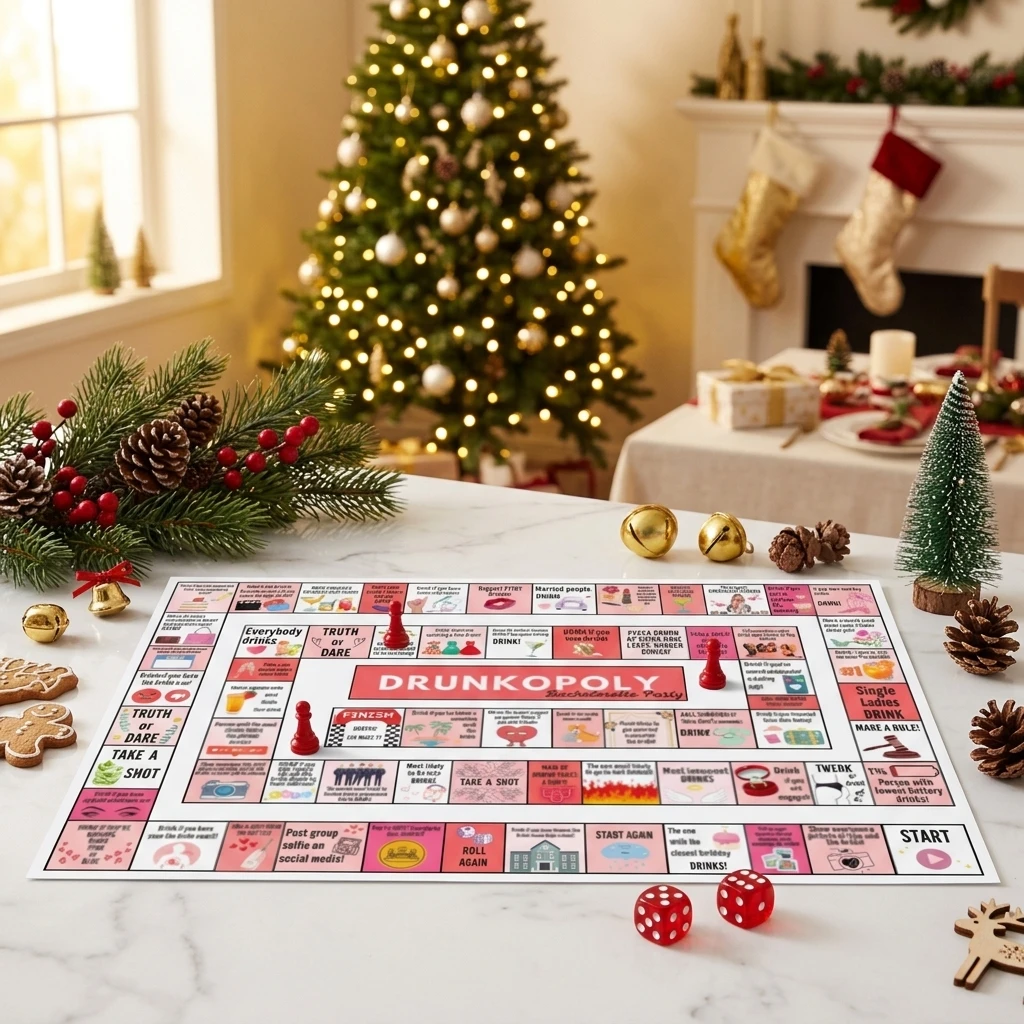 Ultimate Party Board Game Set - Includes Game Sheet, Dice & Pawns for Engaging Family & Friends Fun