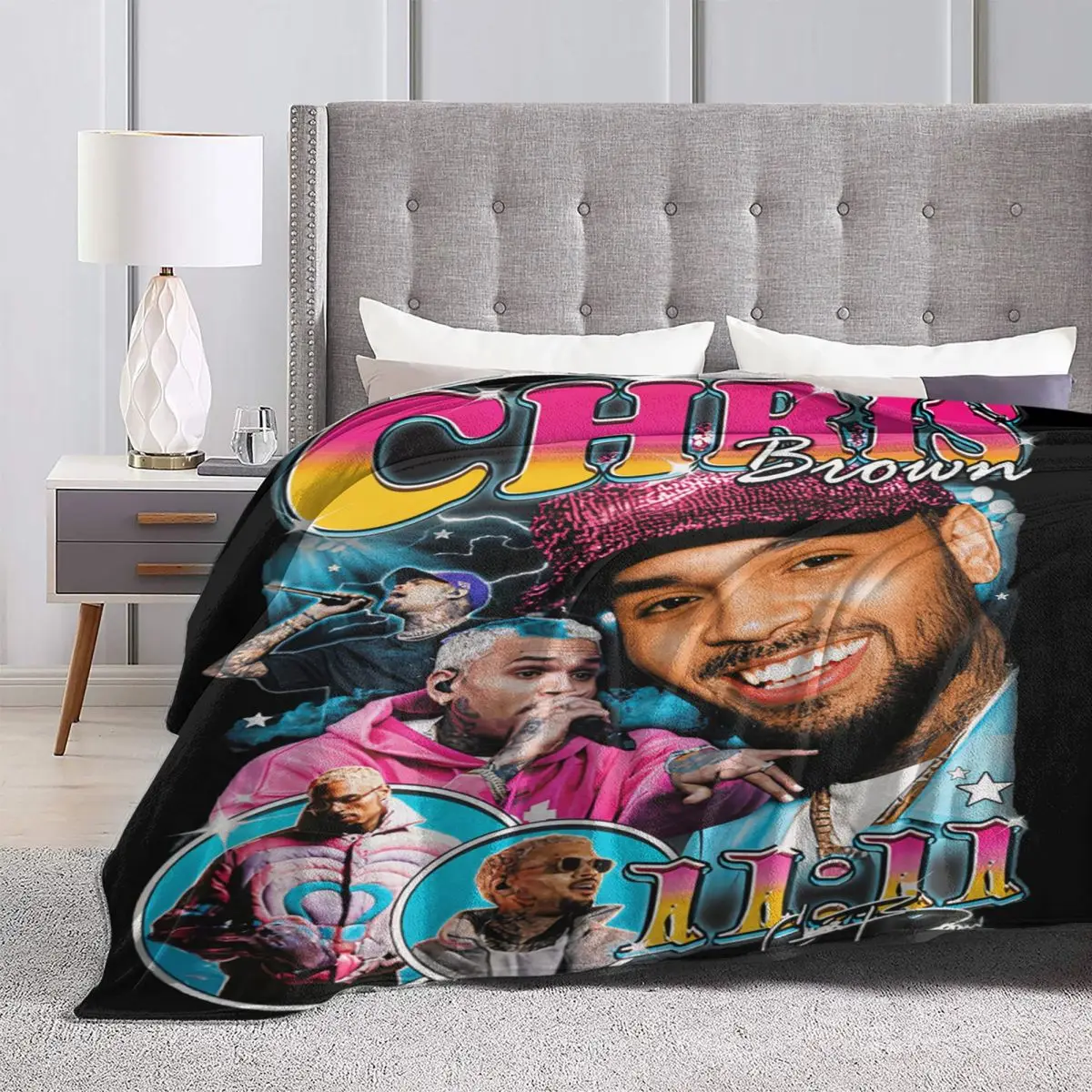 2024 Chris Brown 11 11 Tour Blanket Flannel Textile Decor HipHop Homage Relax Warm Throw Blanket for Bed Bedroom Bedding Throws 6