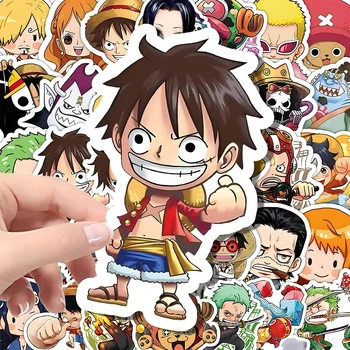 55 pezzi di adesivi simpatico cartone animato di un pezzo fai da te custodia per telefono skateboard laptop moto impermeabile adesivo anime fresco decalcomanie giocattolo