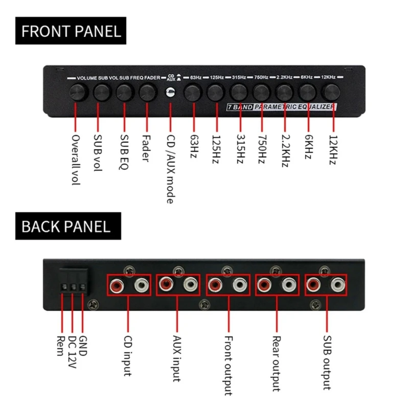 7 Band Car with Parametric Control and Subwoofer Output for Superior Stereo Sound Experience High Performances