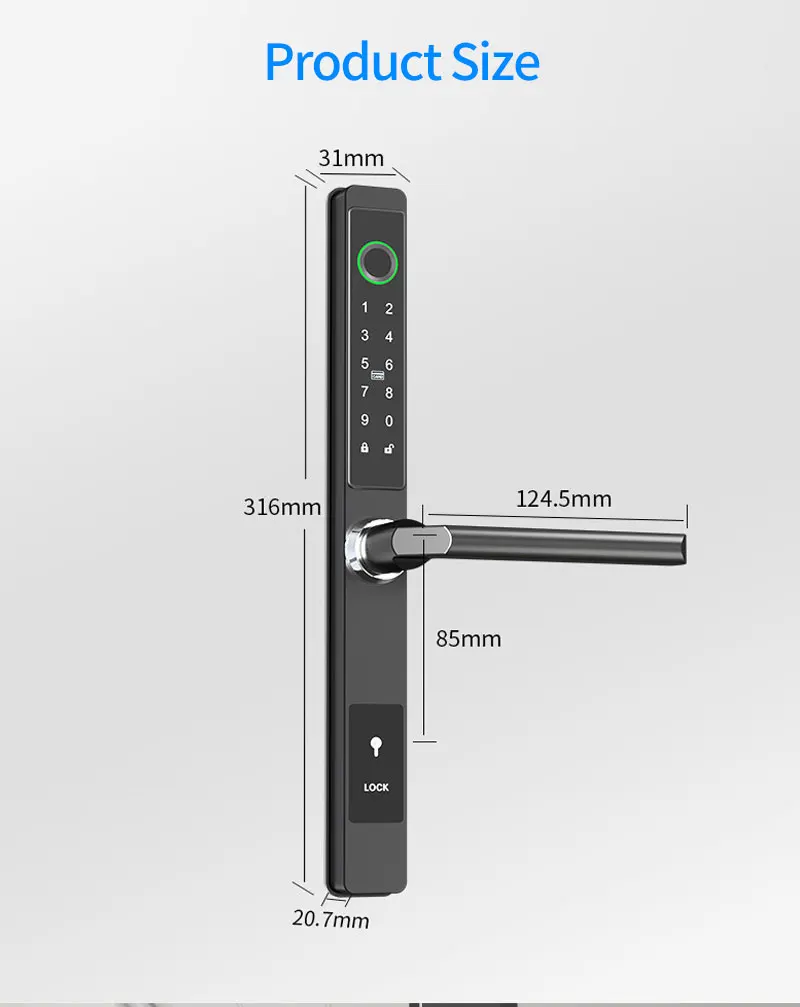 Waterproof Sliding Door Smart Lock TTLock App Fingerprint Digital Code RFID Card