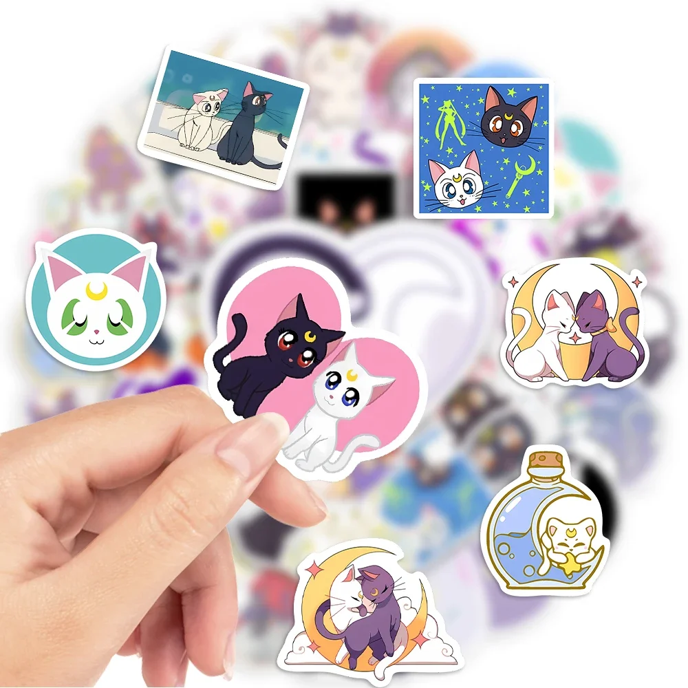 Cute Lunna Cat Stickers Cartoon Anime DIY Toy Gift Decal Graffiti for Phone Laptop Bottles Scrapbook Kids Waterproof