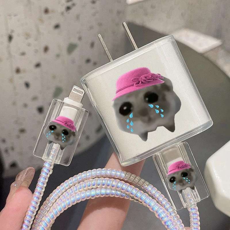Popular Fun Meme Im Just A Girl Sad Hamster Case for IPhone 15 14 13 Pro Max 1820W Charger&Charging Protector Data Wire Winder
