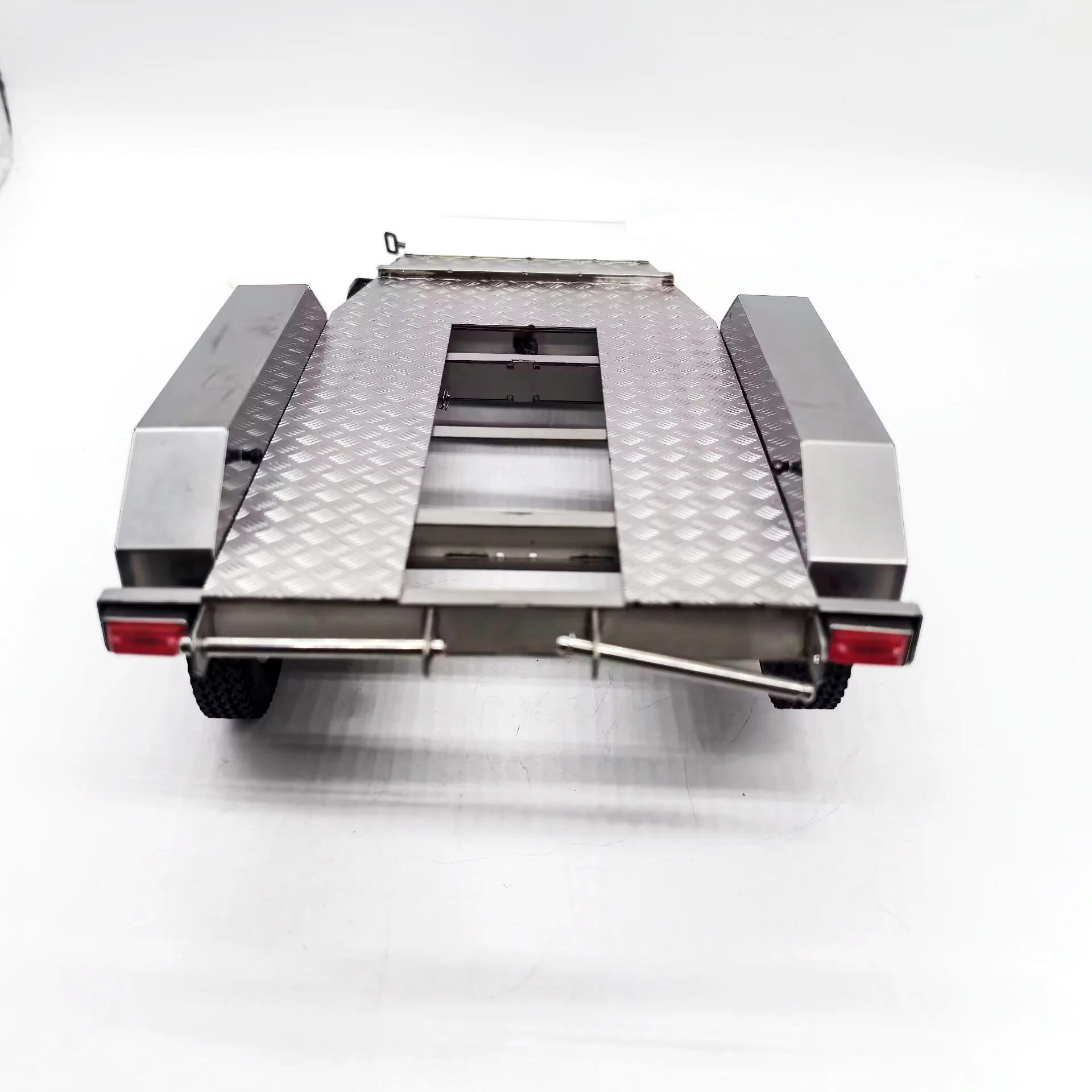 RC 1/14 2-Achsen-Anhänger für Bagger-Stützfüße Edelstahl-Heckklappe Fast Montiert für Tamiya Tripper Truck DIY-Teile – Detail 7