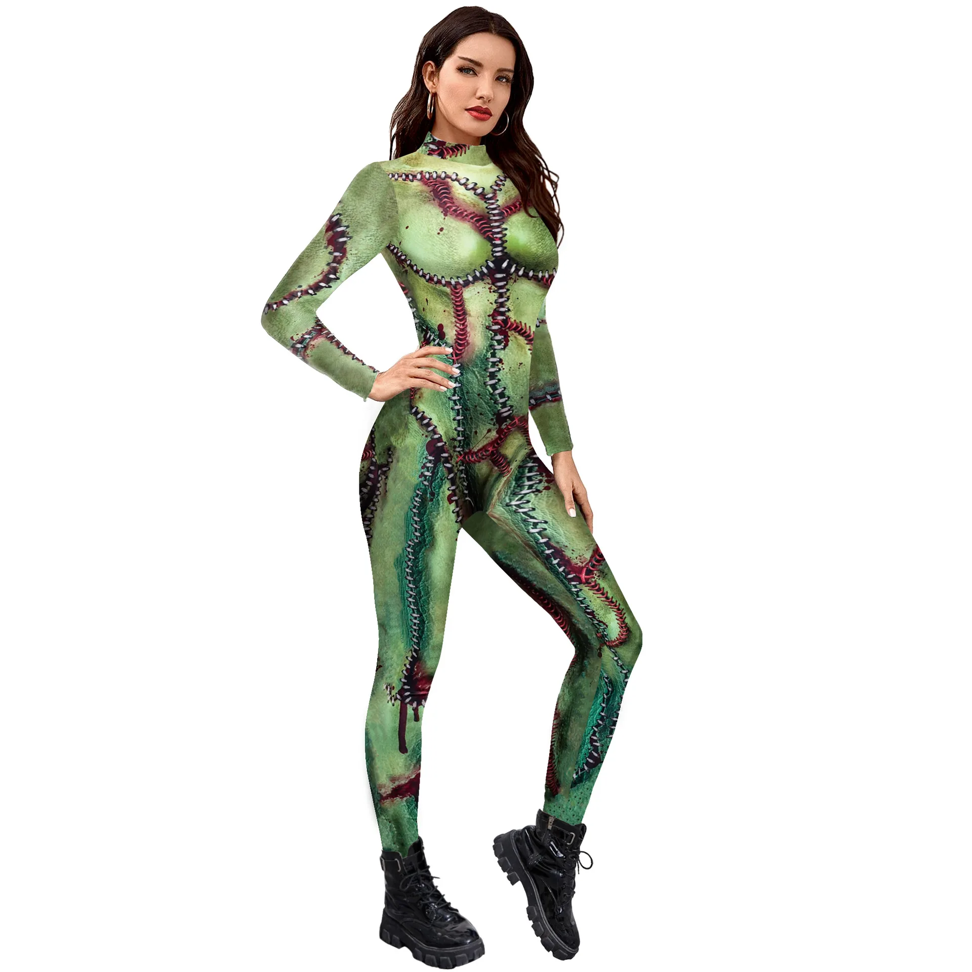 Zombie Terrible Blood Nurse Uniform Cosplay Jumpsuit Unisex Zentai Stocking Party Carnival Masquerade Bodysuit Halloween Outfits