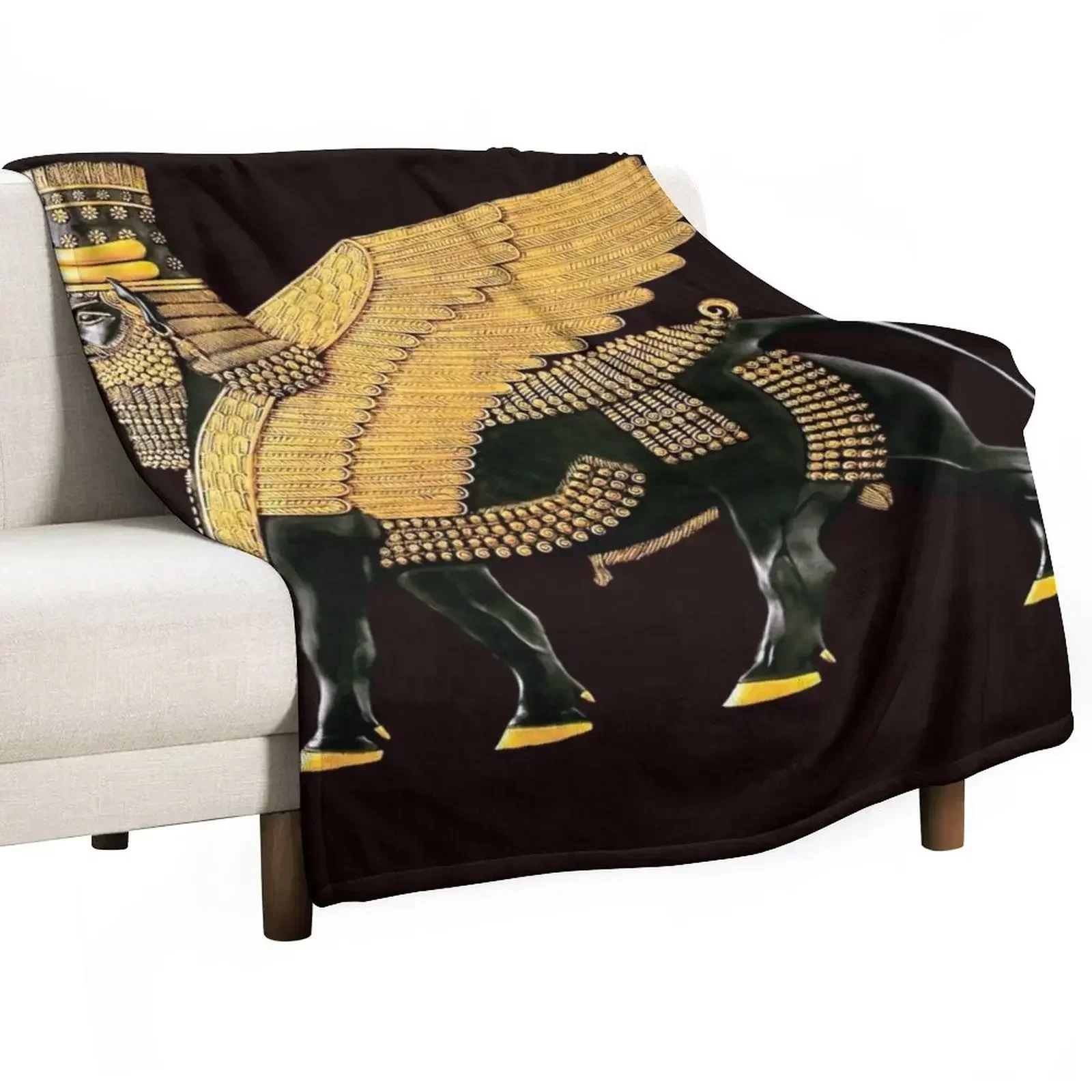 

Assyrian Winged Bull Throw Blanket Cute Plaid Soft Big Thins Polar Blankets