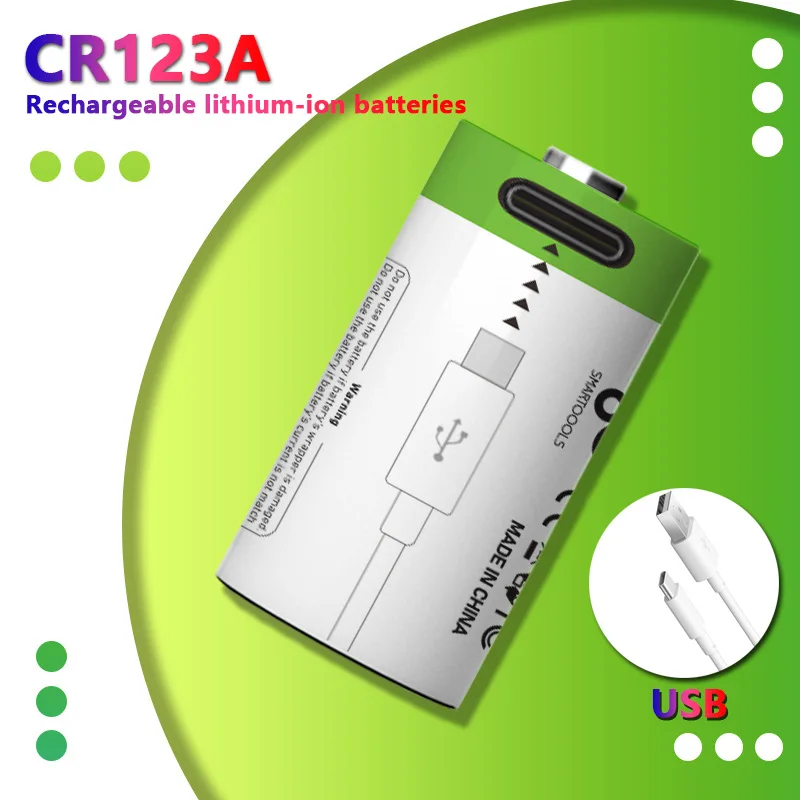 

Cr123a battery, rechargeable 17345 lithium-ion battery, USB rechargeable battery for laser pen LED flashlight safety camera