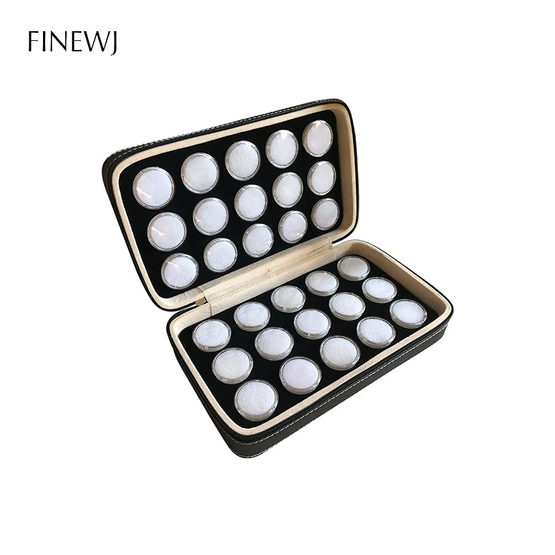 휴대용 보석 수집가 지퍼 가방 매력 다채로운 보석 디스플레이 라운드 상자 저장 용기 느슨한 다이아몬드 구슬 운반 케이스