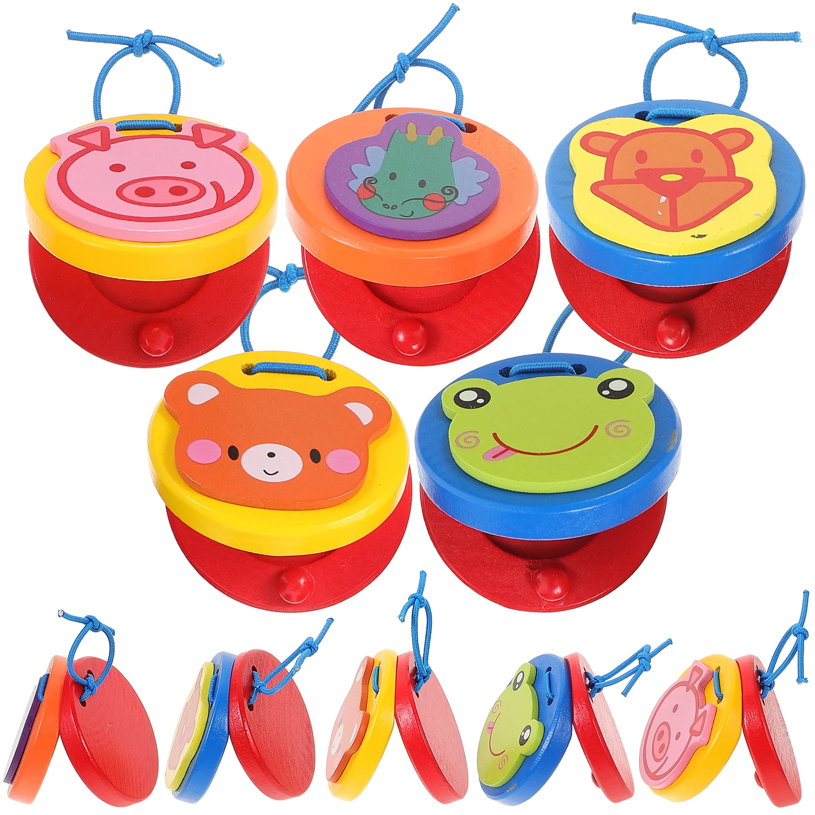

Cartoon Wooden Castanet Toy Baby Clapper Handle Musical Percussion Instrument Educational Toys For Children