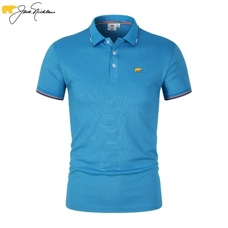 Men Shirts Jack Nicklaus Polo Shirt Casual Short-Sleeve Tee Tops Summer Business Golf Tennis Sports Polo Shirt