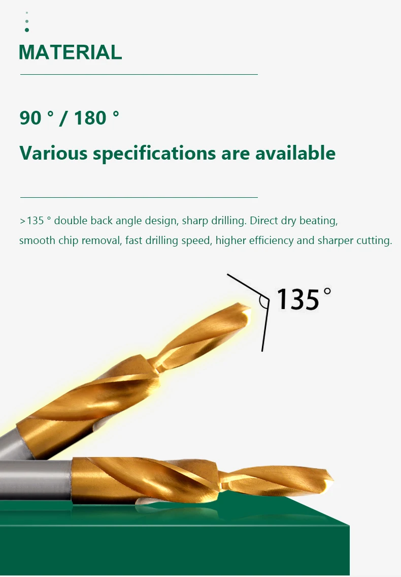 Dual Schneiden Bit Senker Twist Schritt Bohrer HSS für Metall 90 180 Grad M3 M4 M5 M6 M8 M10 M12 M18 M20 Kegel Bohren Werkzeug 1PCS – Detail 7