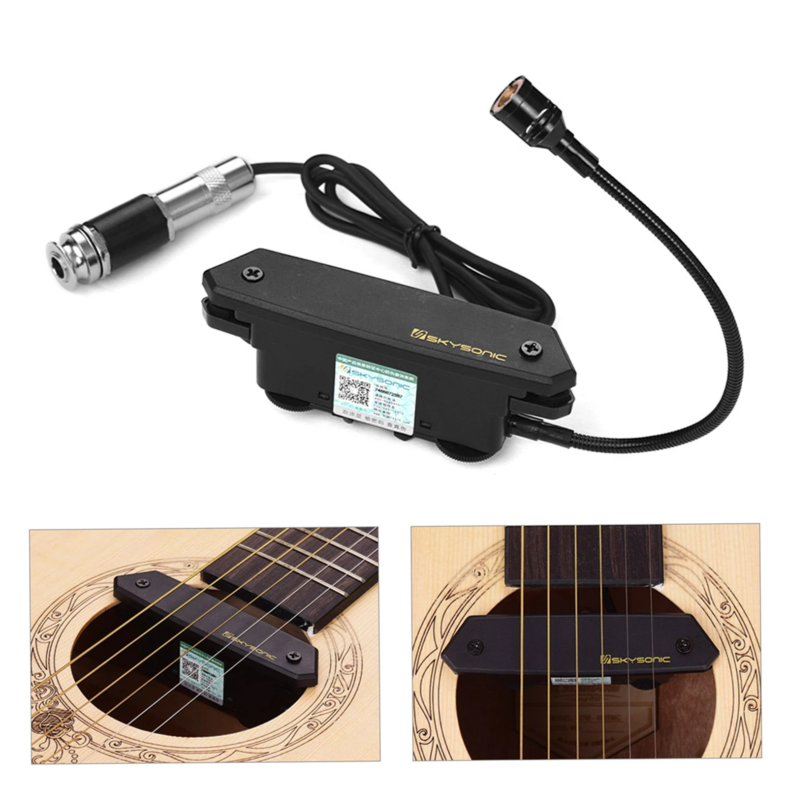 SKYSONIC T-902 Acoustic Guitar Active Soundhole Pickup Magnetic Microphone Dual Pickup Systems With Volume Controls for Classic