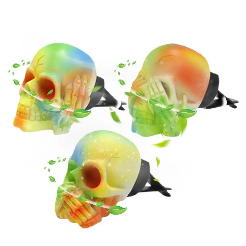 

3PCS Car Air Fresheners Auto Skull Vent Clips Colorful Skull Head Outlet Cool Car Aromatic Vent Clip Auto Interior Air Vent