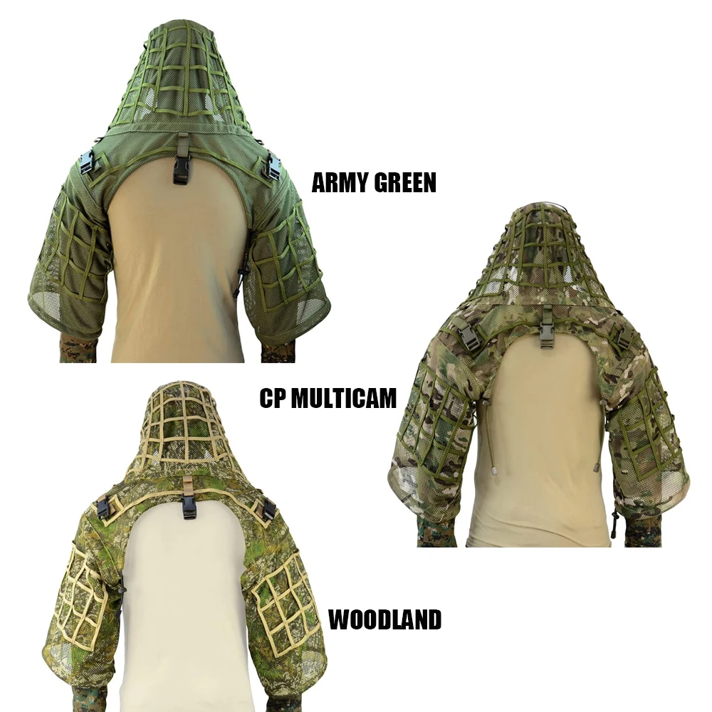 

Ghillie Suit Foundation Made from Mesh Nylon Fabric Tactical Sniper Coat Viper Hoods For Airsoft And Paintball