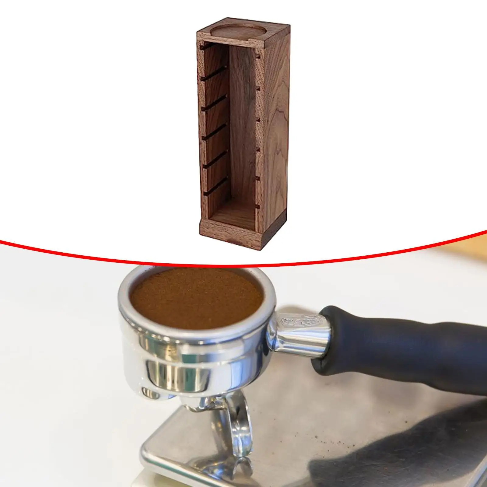Coffee Powder Bowl Storage Shelf Wooden Multifunction Coffee Filter Basket