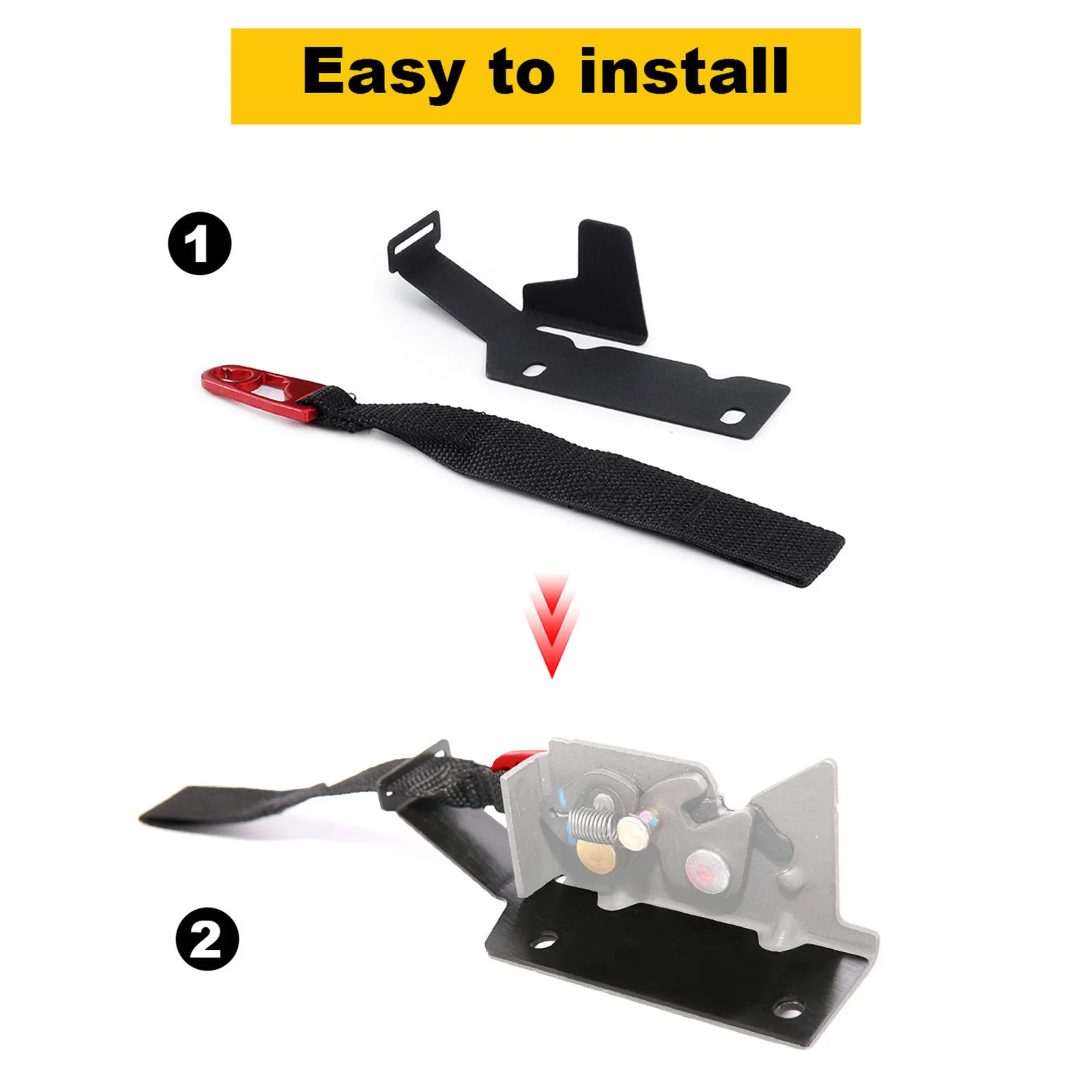 Rear Seat Quick Latch Release Kit Rear Seat Release Belt with Buckle Adjustable Strap for Ford F150 Raptor F250 F350 Red Silver