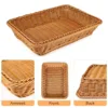 1PC Imitation Rattan Woven Basket with Acrylic Lid Transparent Vegetable Bread Serving Food Bread Basket 3 Colors and 3 Sizes 5