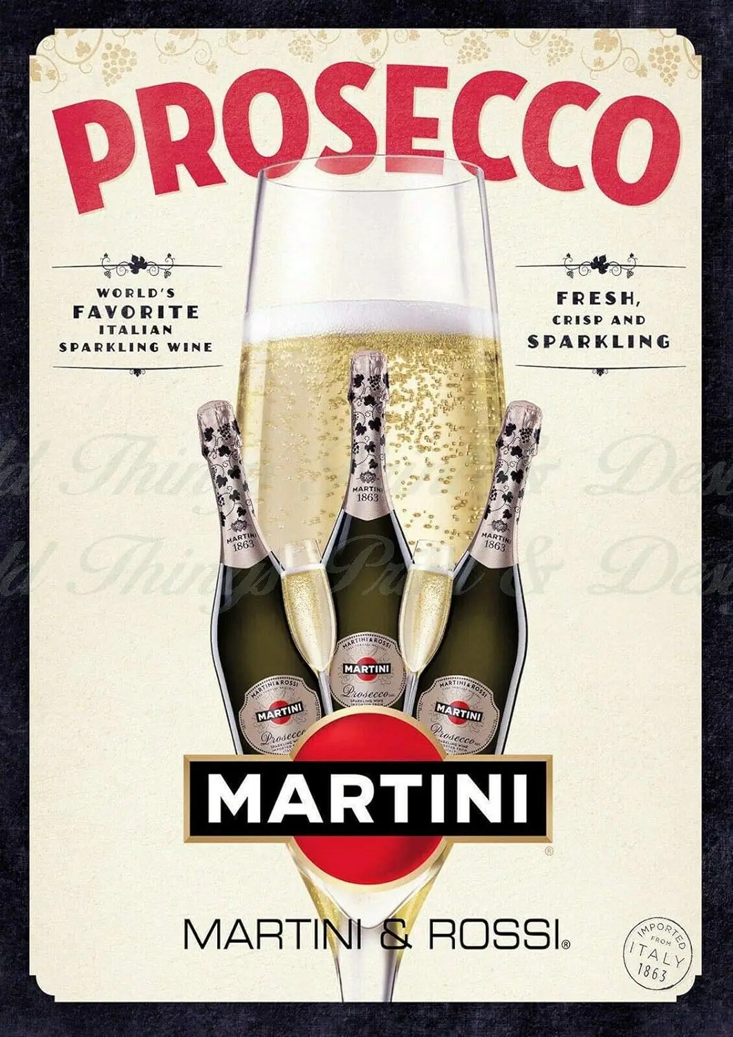 Prosecco Martini & Rossi Theme Metal Tin Signs 12X16 Pollici Wall Decor Sign
