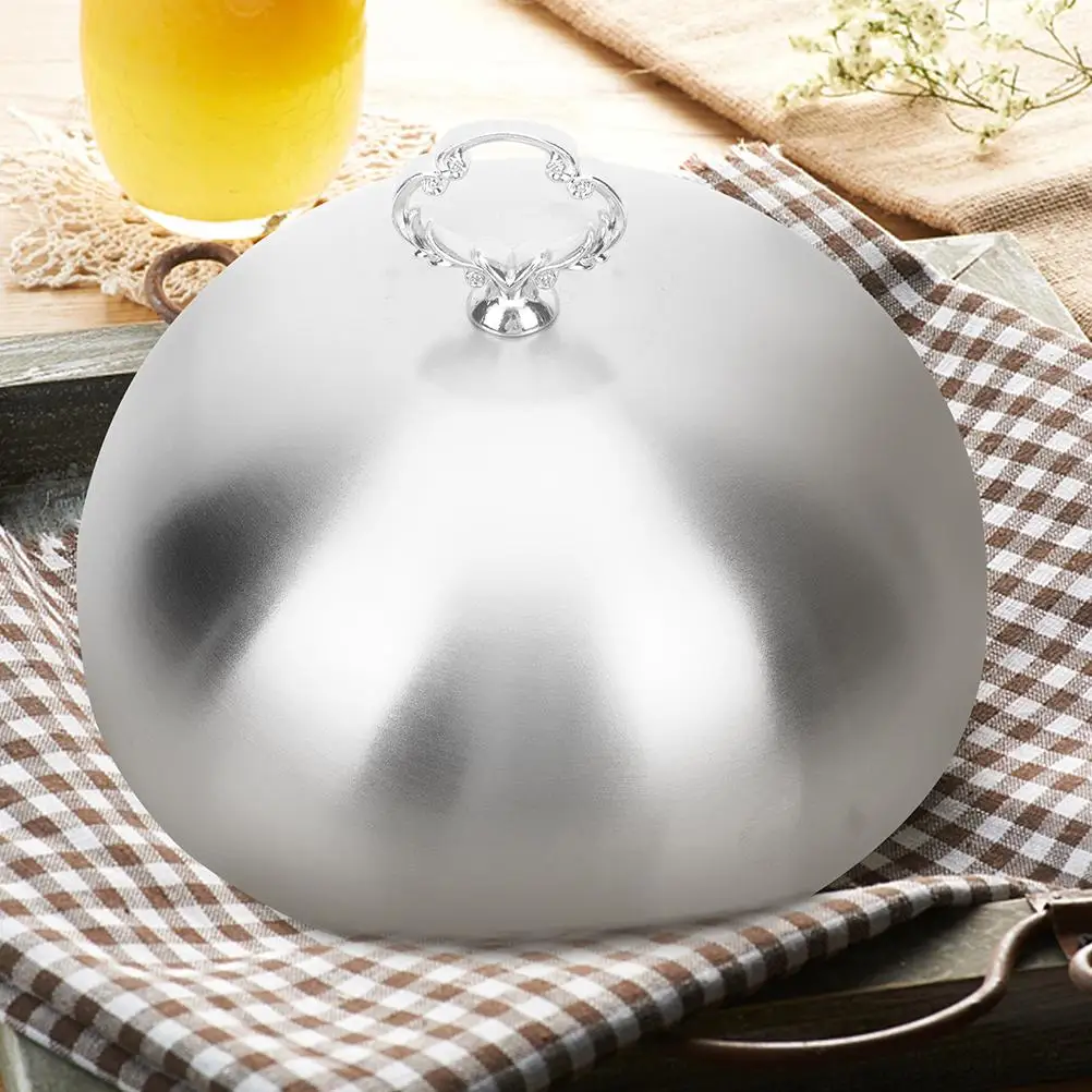 Round Steak Cover Lid Stainless Steel Grease Guard Shield Melting Dome Griddle Steam Cover Serving Platter Cookware Parts