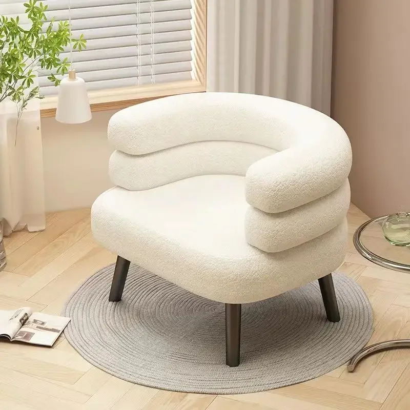 

Online celebrity lambswool lazy sofa chair single living room bedroom balcony leisure makeup chair dresser stool