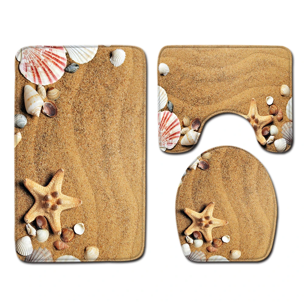 

Starfish Beach Shell Bathroom set Carpet Toilet Mat Super Soft Absorbent Soft Bathroom non-slip