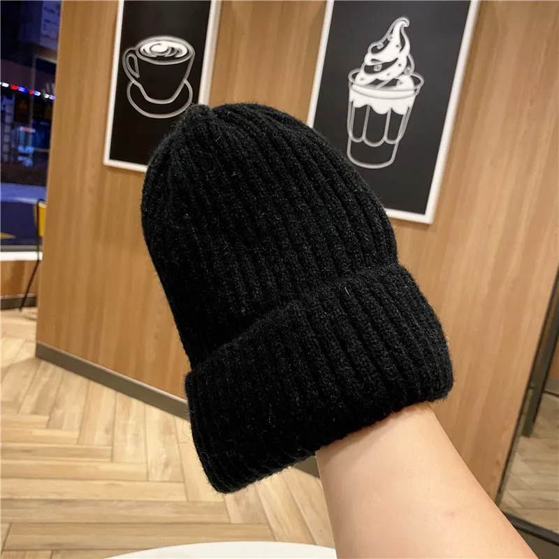 2021 Plush Thick Warm Knitted Beanie Men Hats for Women Skullies Beanies Hip Hop Caps Bonnet Bonnets Femme Gorras Hombre Homme beanie cap for men Skullies & Beanies