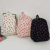 Sweet Corduroy Strawberry Backpacks Casual Travel Rucksack Large Capacity Daily Knapsack Japanese Aesthetic Students School Bag - Image 2