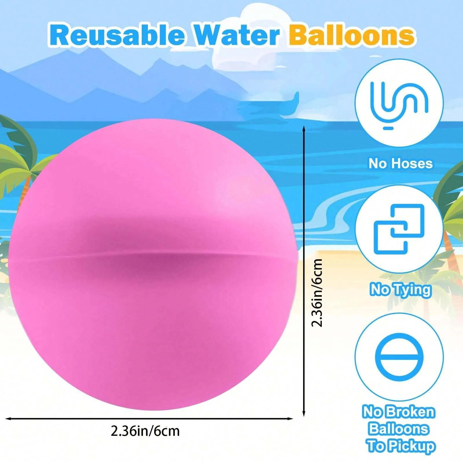 6/12/24Pcs Reusable Water Balloons Soft Silicone Water Bomb Quick-Fill Water Balls Summer Pool Beach Party Fun Game Water Toy 5