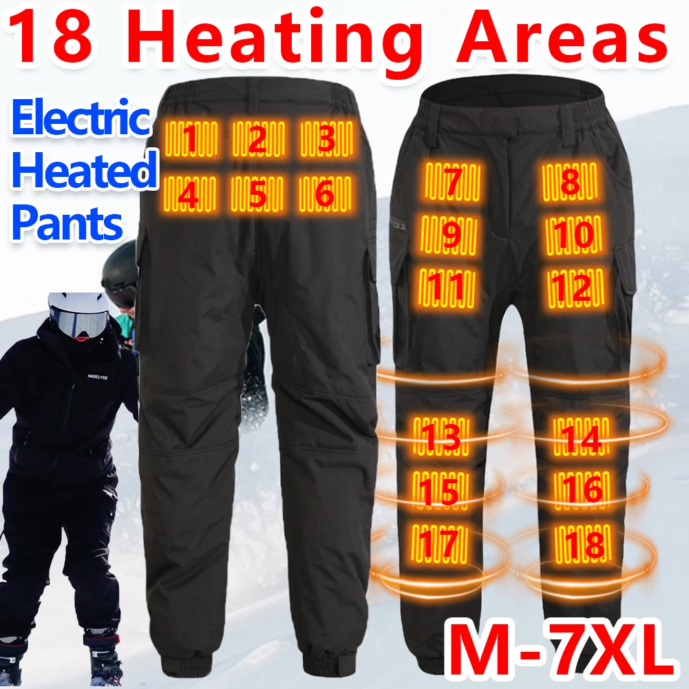 Unisex Winter Heating Pants 18 Heating Zones Waterproof Windproof Electric Warm Trousers Thermal Outdoor Sports Warmer Clothing tactical pants
