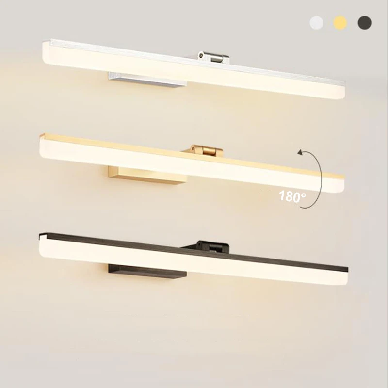 

Modern Simple Light Aluminum Acrylic Bathroom For Mirror Headlight Makeup LED Mirror Wall Lamp SILVER/BLACK Cloakroom Light