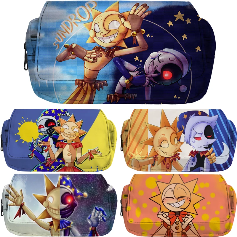 

Fnaf Sundrop and Moondrop Pencil Case Makeup Box Children Waterproof Cartoon School Supply Double Stationery Bag Kids Pencil Bag