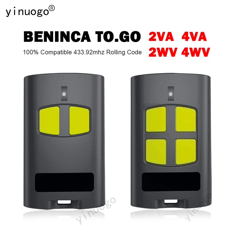 

BENINCA Remote Control TO.GO 2VA 4VA 2WV 4WV Garage Door Opener 433.92MHz Rolling Code Gate Remote Control Handheld Transmitter