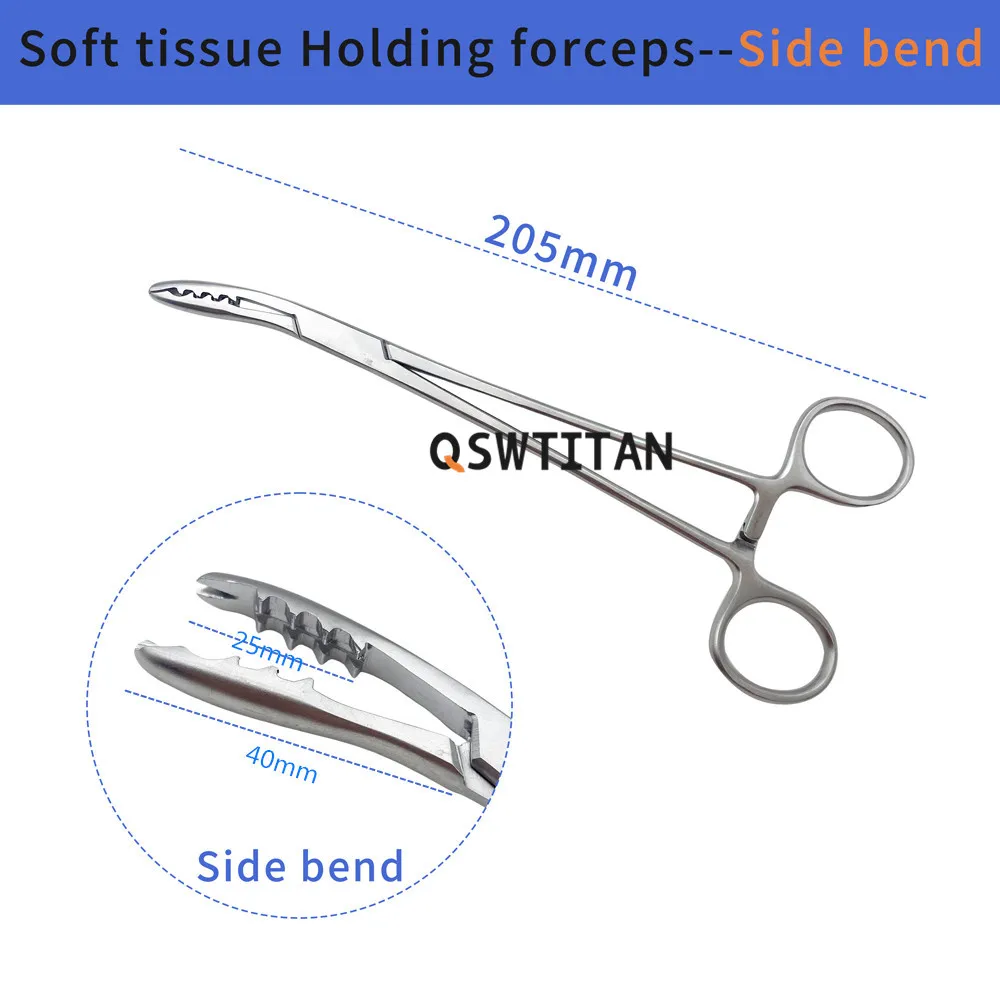 QSWTITAN Soft tissue Holding forceps Bend upwards Straight tissue Pliers Veterinary Orthopedics Instruments