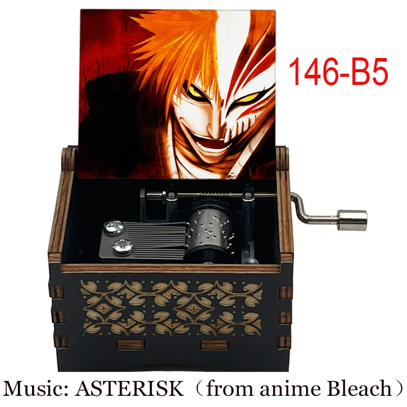 Home Decoration Ornaments Anime BLEACH Black Wooden Music Box Study Desk Accessories Holiday Gifts for Friends 5