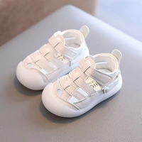 0-3 Years Baby Sandals Soft PU Leather Newborn First Walkers Infant Summer Beach Shoes Baby Toddler Boy Girl Sandals White,Black 2