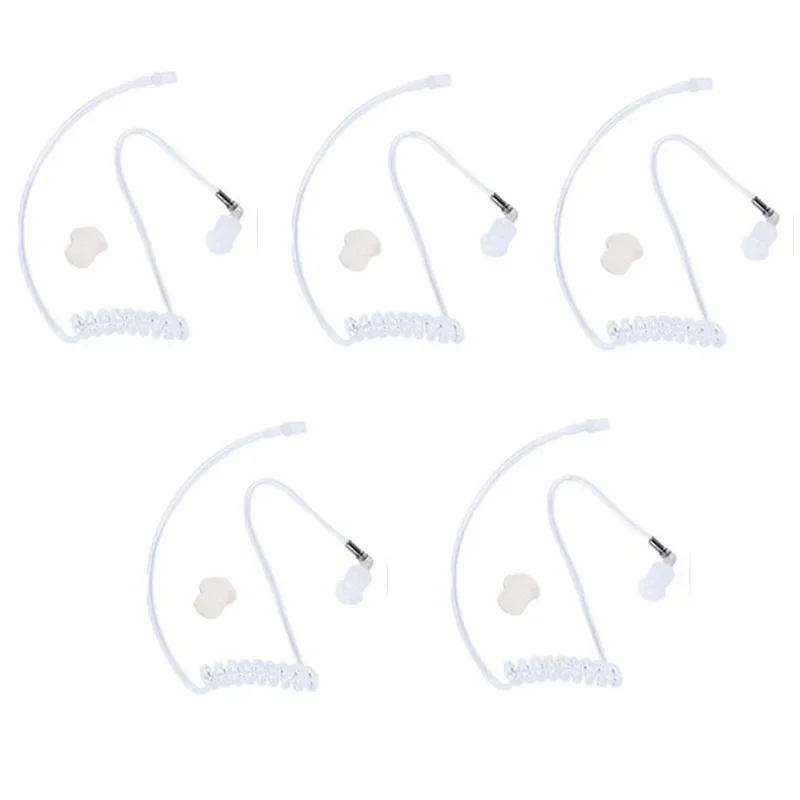 5PCS Replacement FBI Covert Acoustic Coil Audio Air Tube PTT Mic Earpiece Headset w/ Earbuds for Motorola Baofeng Icom Radio