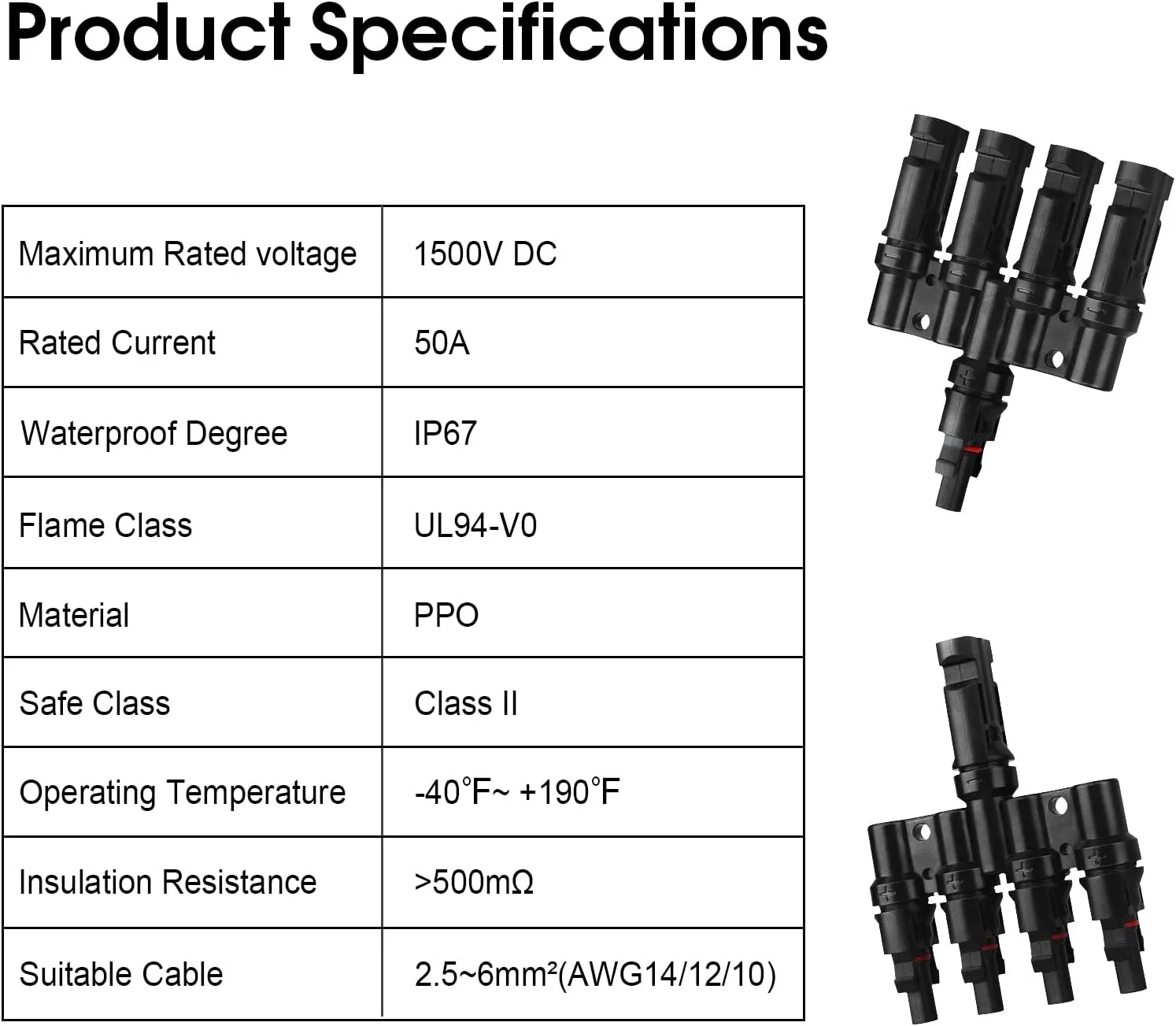 2/3/4/5/6IN 1OUT Solar Energie Adapter 2T 3T 4T 5T 6T Männlich Weiblich Solar PV T Zweig Anschlüsse Solar Panel Kabel Splitter Koppler – Detail 9