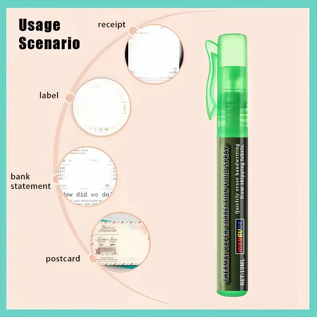 10ml 지우개액 스프레이 펜 - 감열지에 적합한 빠른 수정액으로 데이터를 빠르게 지우고 개인 정보를 보호할 수 있으며, 휴대가 간편하고 편리한 택배 개인정보 보호 도구