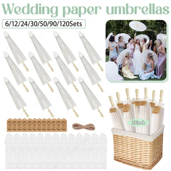 6-120 set ombrelloni di carta da 33 pollici per ombrellone da matrimonio ombrellone di carta bianca regalo decorativo per oggetti di scena per fotografia di matrimonio 1
