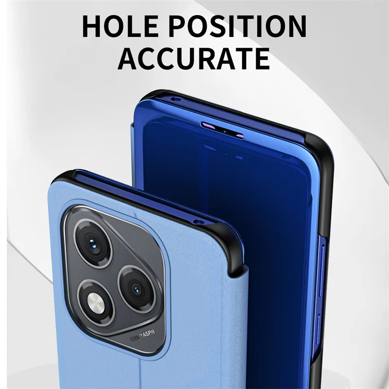 Reflective Leather Flip Stand Case - Premium Protective Hard PC Cover