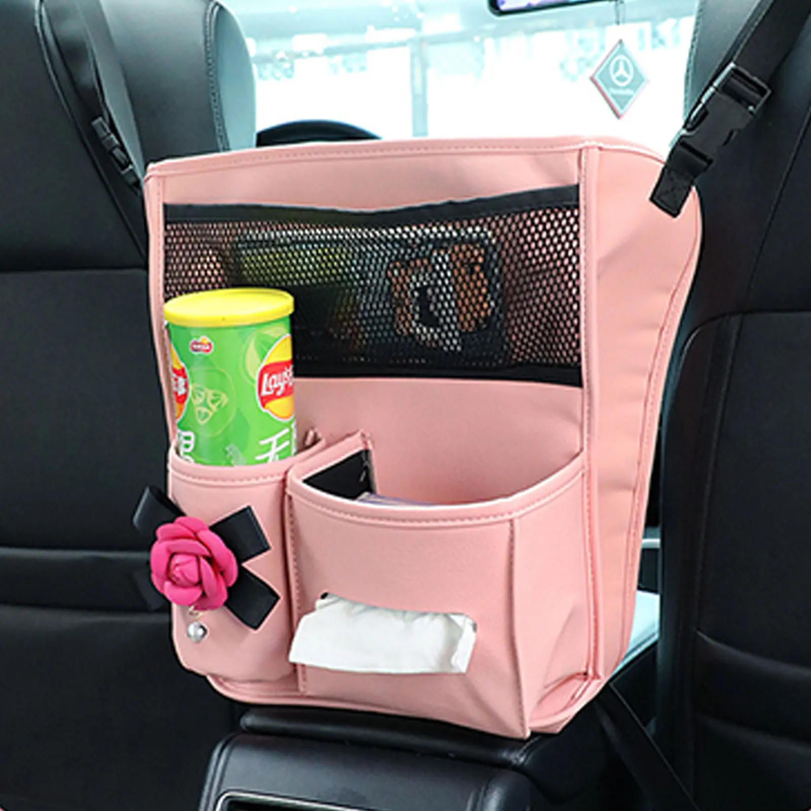 Leather Car Storage Bag Interior Auto Seat Middle Box Seat Back Hanger  Stowing Tidying Hanging Net Pocket Organizers for Car