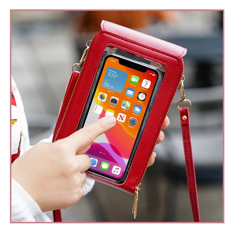 Dames crossbody telefoontas met kaarthouder en touchscreen_voghion.com